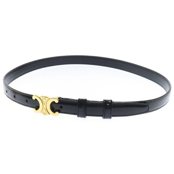 Celine Buckle Belt Black Leather Triomphe - Picture 1 of 6